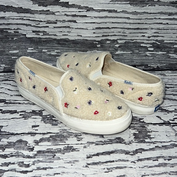 Keds Shoes Keds Sherpa Floral Embroidered Slip On Shoes Like New
